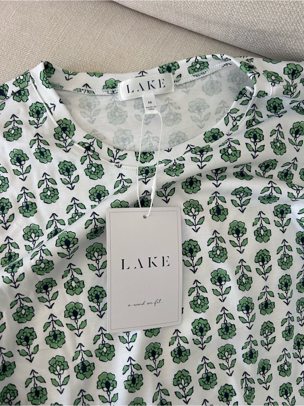 LAKE Pima Crew Long Short set in Field Green Sprig size M - Picture 2 of 3